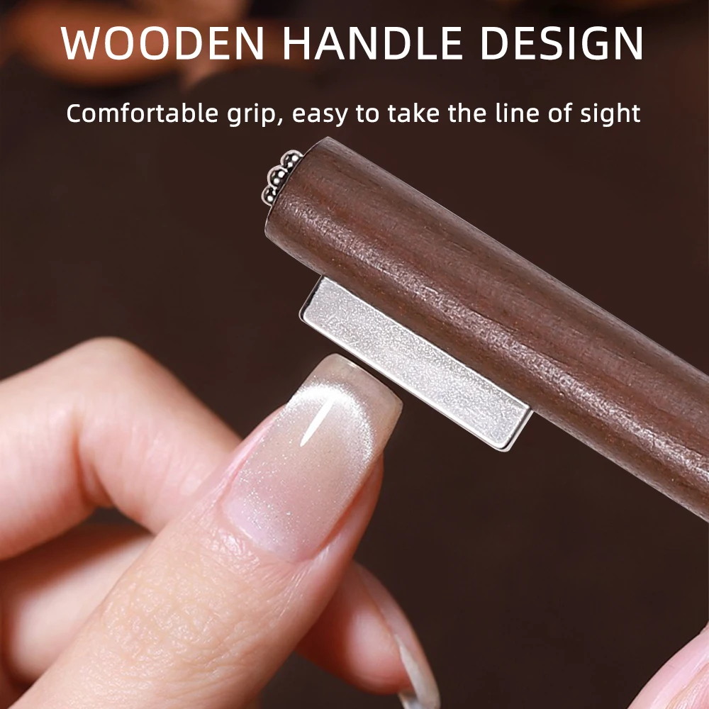 Bolígrafo magnético de madera 3 en 1, herramienta artística de uñas de fuerza magnética fuerte para esmalte de Gel de ojo de gato, palo magnético de manicura multifuncional ﻿