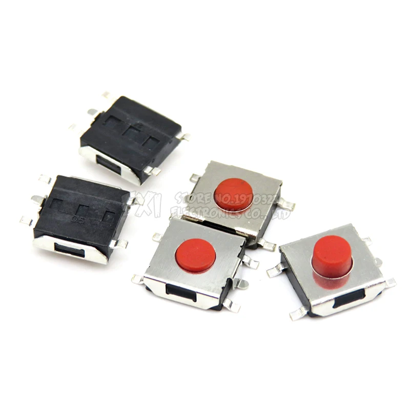 50 sztuk przełączniki taktowe 5PIN czerwony 6*6*2.5/2.7/3.1/3.4/3.7mm SMD przełącznik 6x6x2.5/2.7/3.1/3.4/3.7mm ibuw MINI przycisk przełącznika