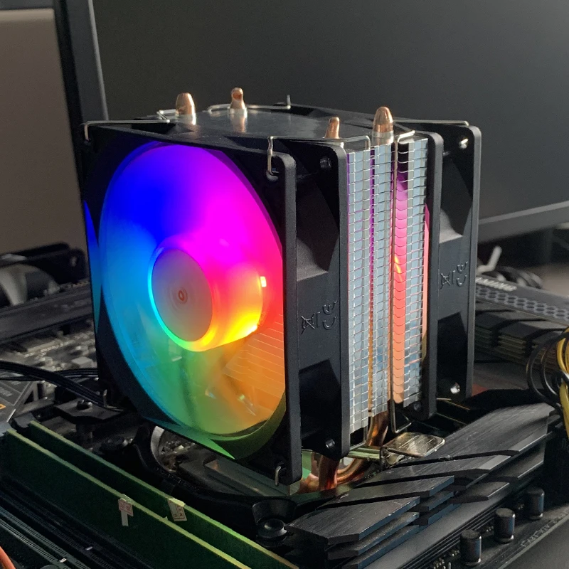

2 тепловых трубки, воздушный охладитель процессора, 4PIN PWM RGB, охладитель процессора ПК для Intel LGA 1366 1150 1151 1155 1200 1700 2011 X99 AM3 AM4 AM5