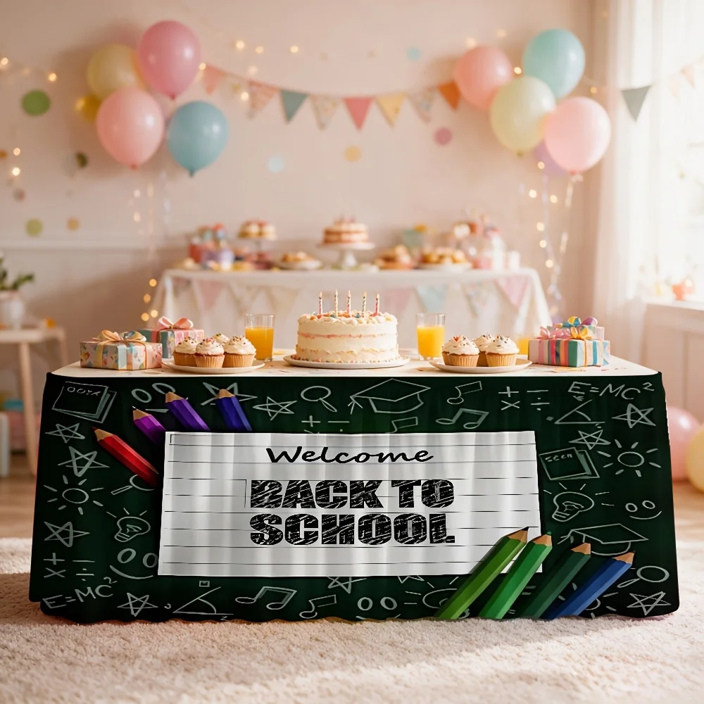 1-Pack Welcome Back to School Printed Tablecloth/Tablecloth for Back to School Party Interior Decoration