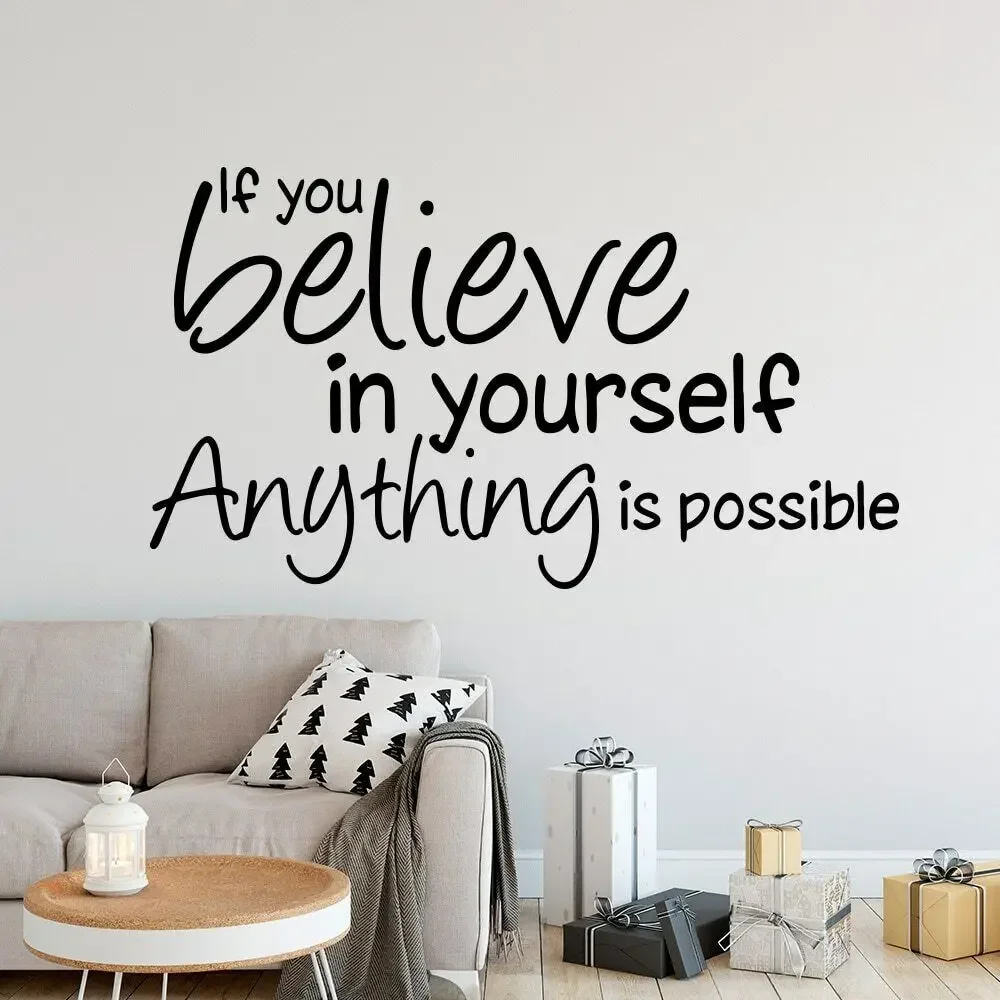 Inspirational Quotes Wall Sticker Phrase Believe Yourself Vinyl Decal Motivational Quote Wall Decor Removable Room Decoration