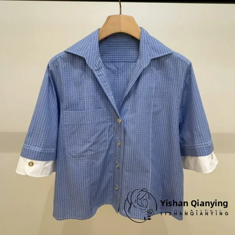 

Повседневная женская обувь ort Sve irt Fre Color Blo Plaid на одной пуговице, легкая роскошная ранняя осень, новое поступление