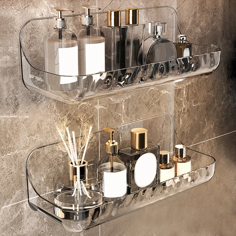 

Bathroom Toilet Rack Toiletries Shelf Punch-free Wall-mounted Skin Care Products Wall Washstand Transparent Storage Box