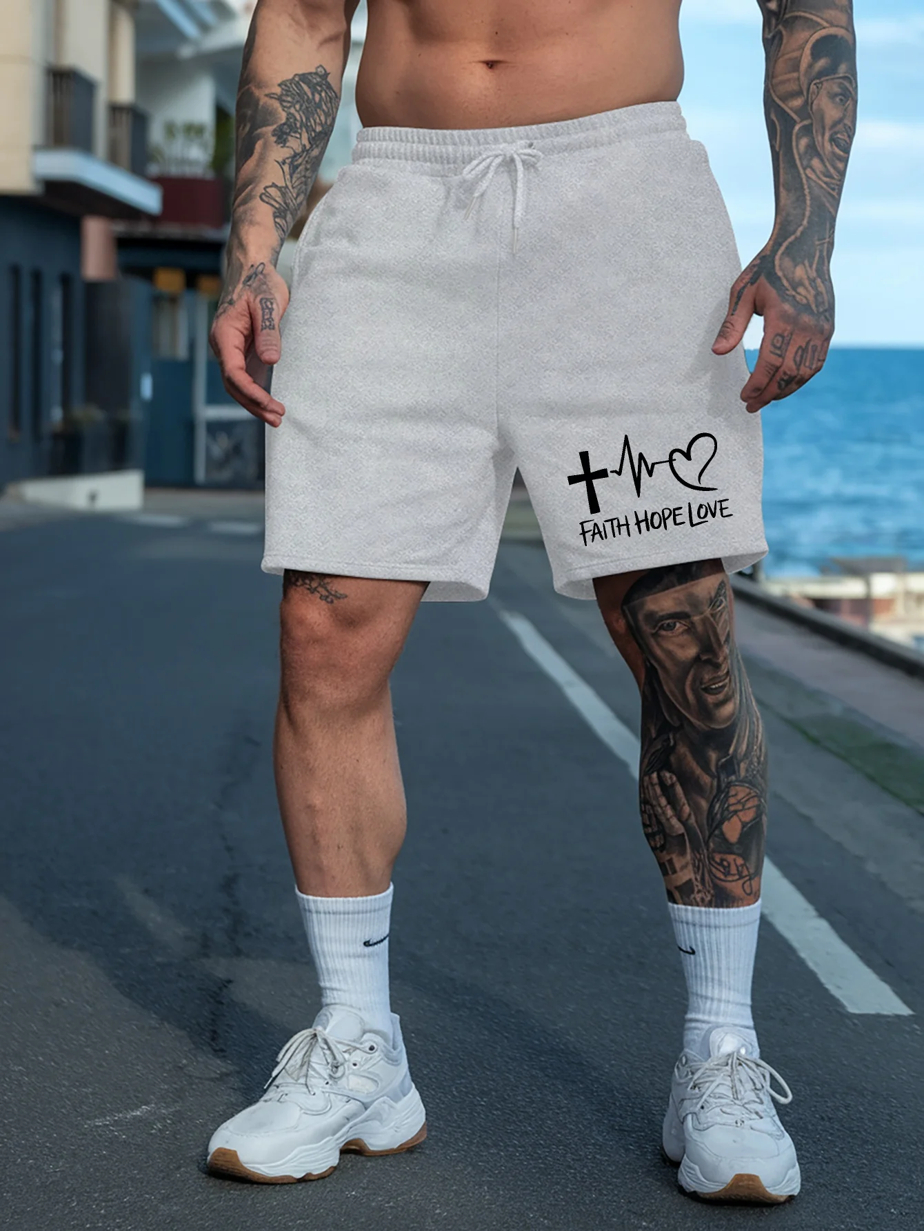 Summer Men's Casual Letter Print Shorts Breathable Fabric Stylish  Versatile Suitable for Sports and Everyday Wear