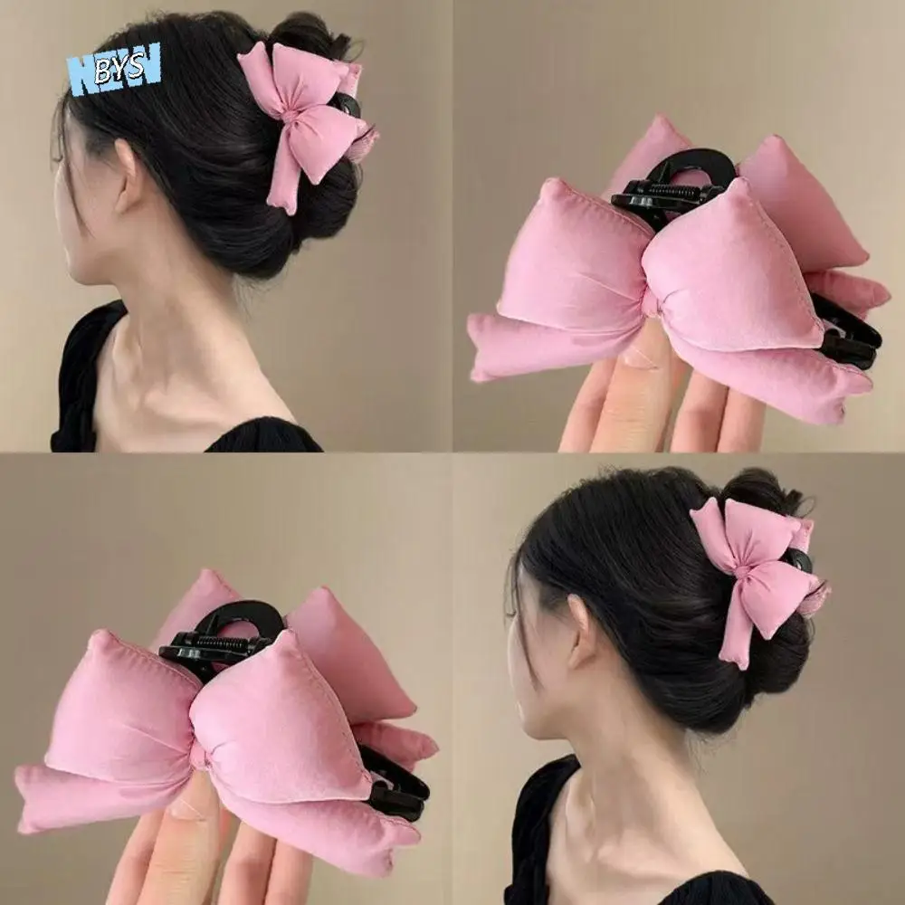 

Creative Solid Color Bow Hair Claw Sponge Ribbon Headdress Hair Crab Clip Korean Style Hair Accessories Large Shark Clip Girl