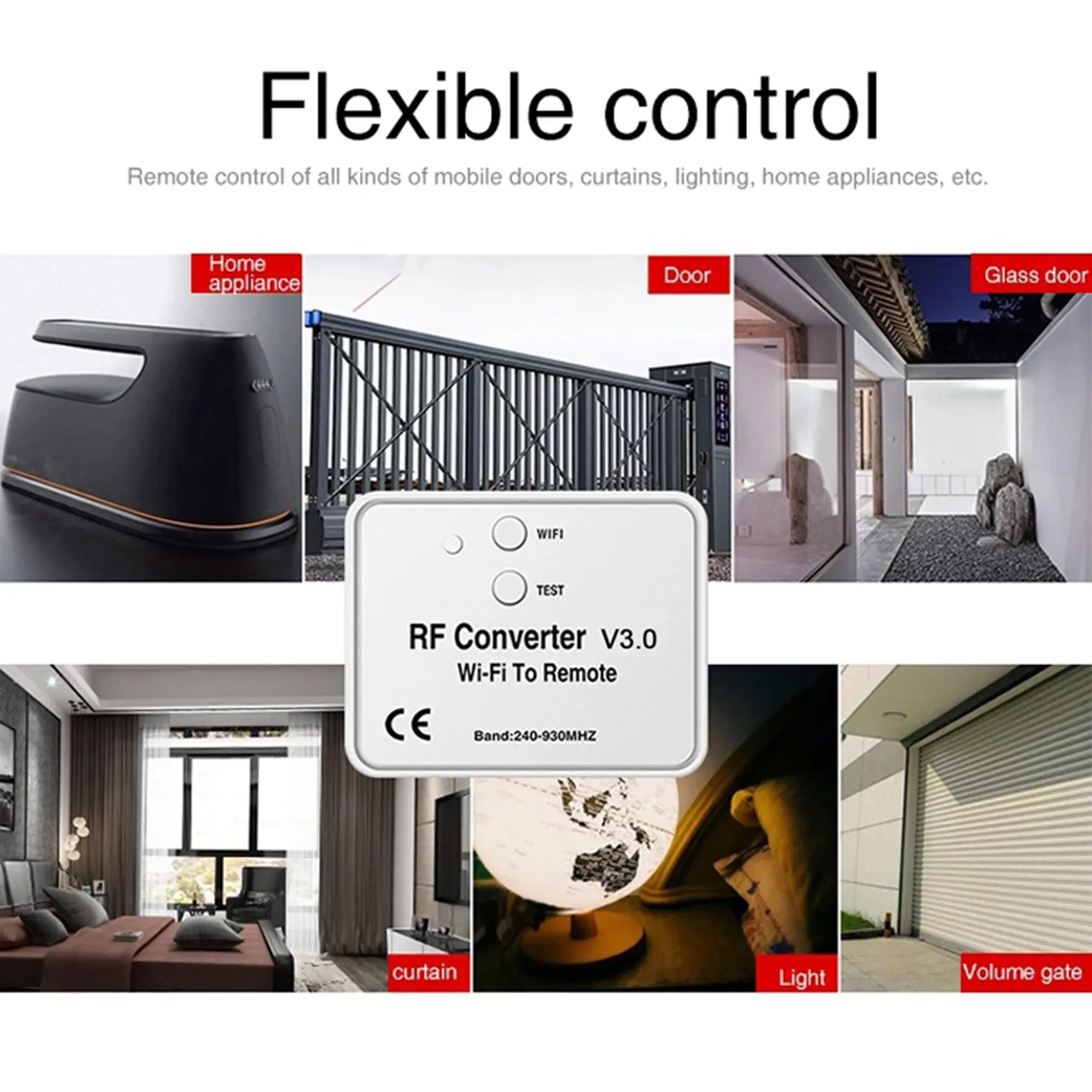 FULL-2X محول لاسلكي عالمي واي فاي إلى RF من الهاتف بدلاً من جهاز التحكم عن بعد 240-930 ميجا هرتز للمنزل الذكي