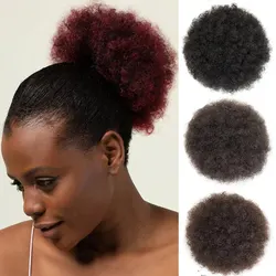 8 pulgadas sintético Afro Puff cordón Cola de Caballo pelo corto Afro Kinkys rizado Afro moño extensión postizos