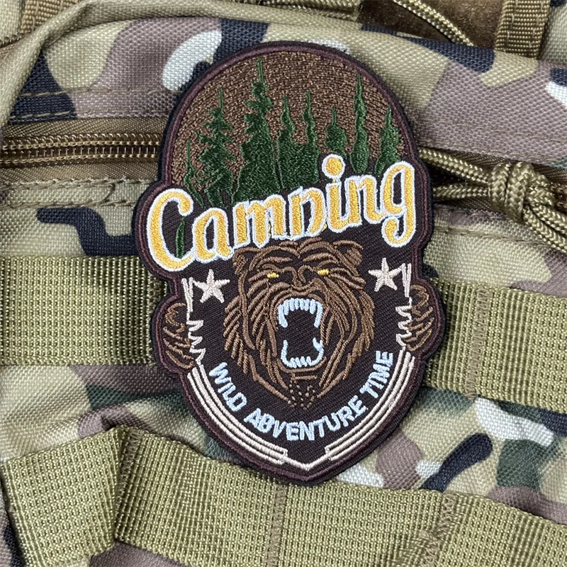 Parche táctico bordado oso militar con velcro para mochila y ropa
