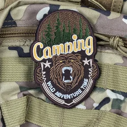 Parche táctico bordado oso militar con velcro para mochila y ropa