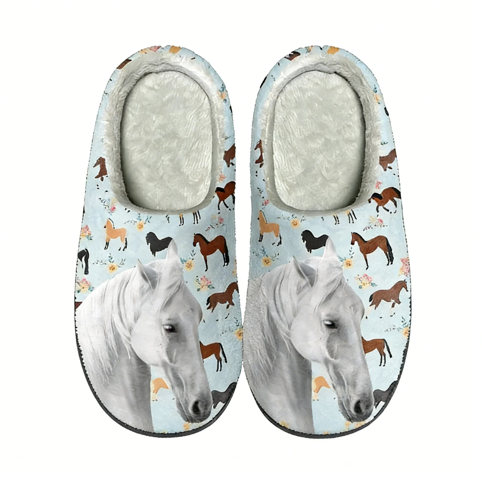 

Winter Comfortable Slippers for Women Horse Print House Couples Slides Drop Ship Autumn Winter Warm Bedroom Lady Cotton Slipper