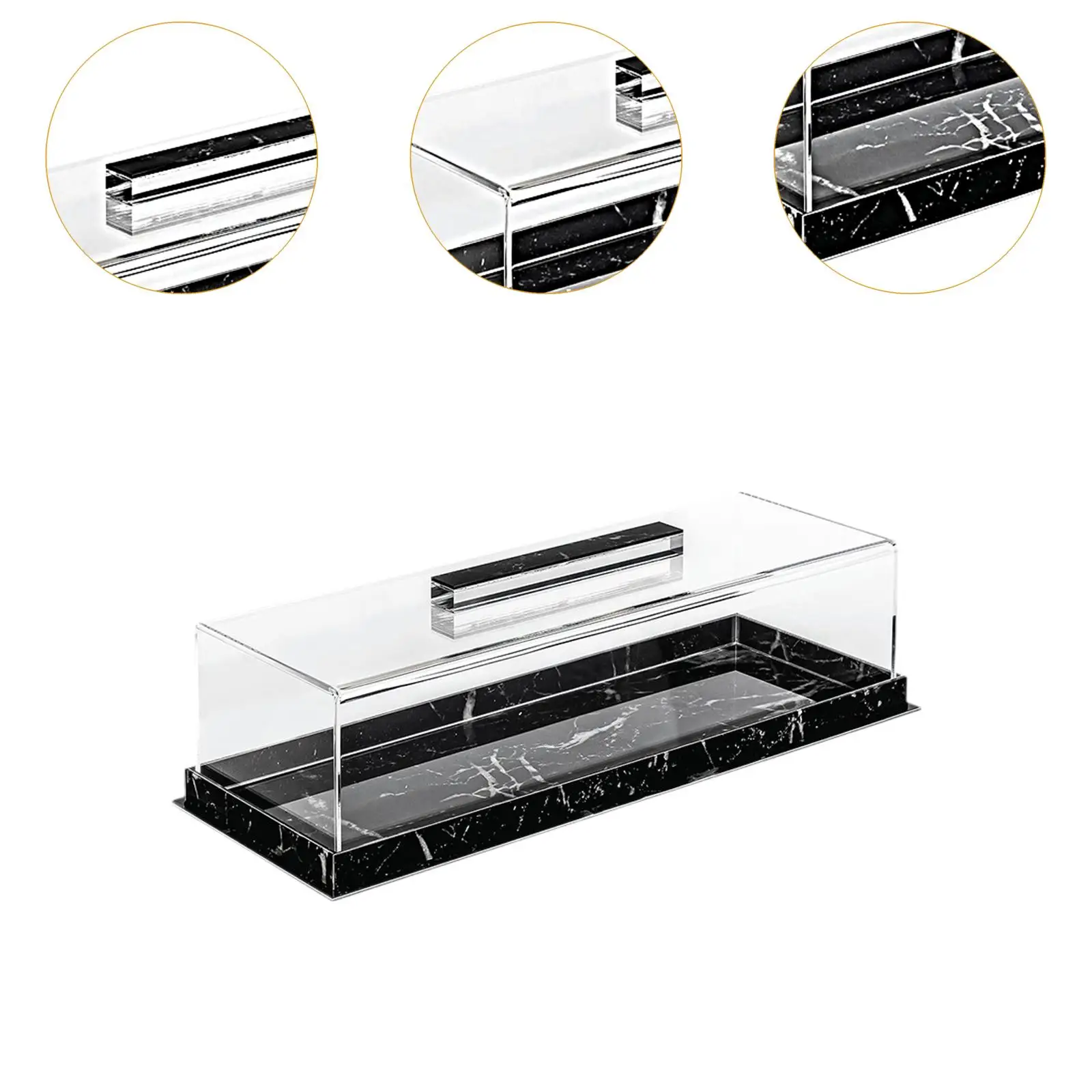 Bakery Display Case with Clear Lid Acrylic Rectangular Dessert Cake Tray Cake Holder for Banquet Birthday Party Weddings Cupcake