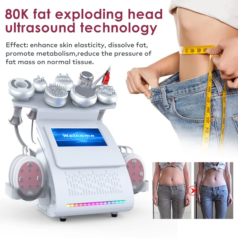 

Herramienta profesional 80k 9 en 1, rejuvenecimiento de frecuencia multipolar, estiramiento de la piel, cavitación, máquina ult