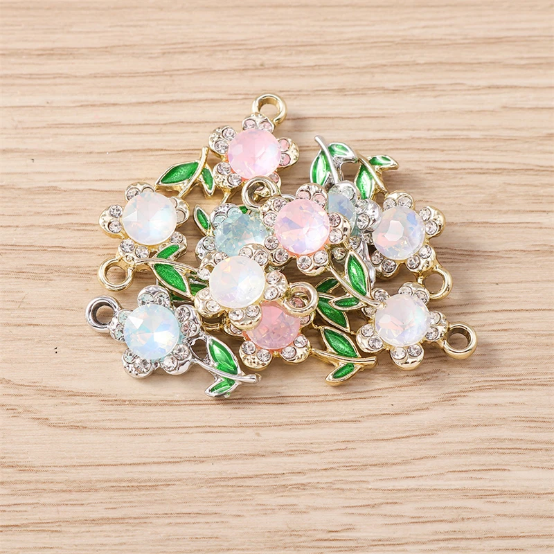

10pcs 10x21mm Elegant Crystal Flower Charms Pendants for Jewelry Making Drop Earrings Necklaces Bracelets DIY Crafts Accessories