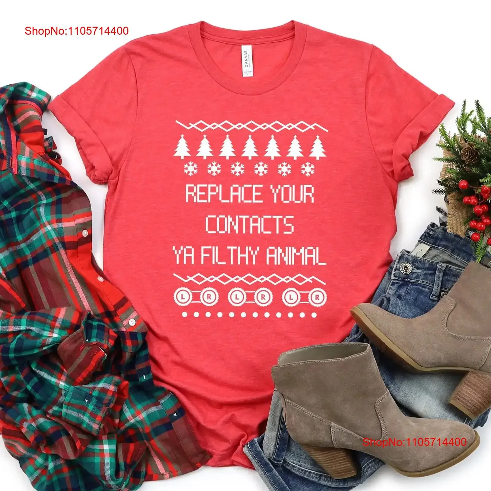 Replace Your Contacts Ya Filthy Animal Ugly Holiday T Shirt Optometrist Ophthalmologist Ophthalmic Tech Opto Christmas vintage