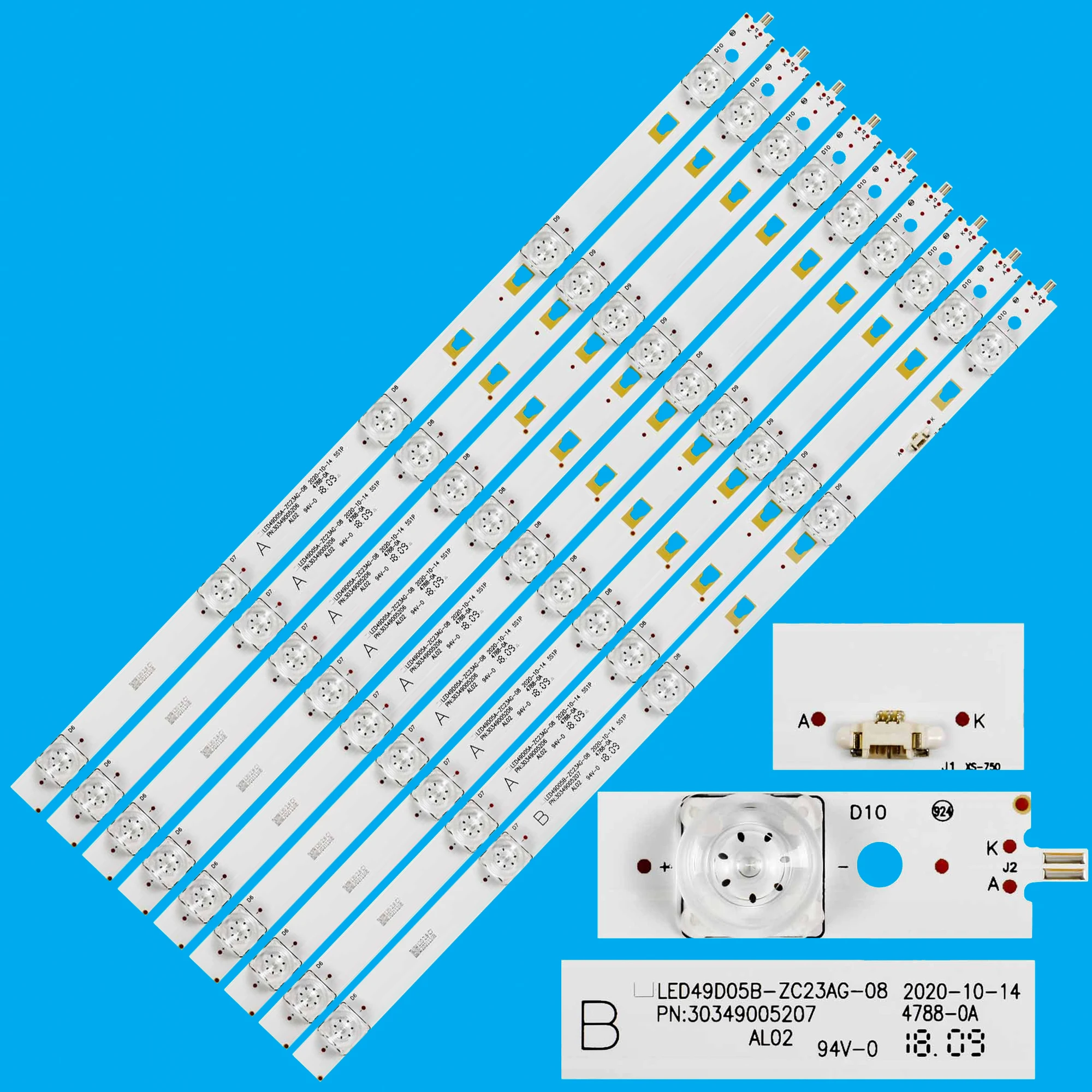 LED Backlight Set For LED49D05A-ZC29AG-08 Kivi 50u710kb LE50K6500U LE50K6000SF 50U730GR Hitachi 50C61 JVC LT-50M650 LT-49MA875