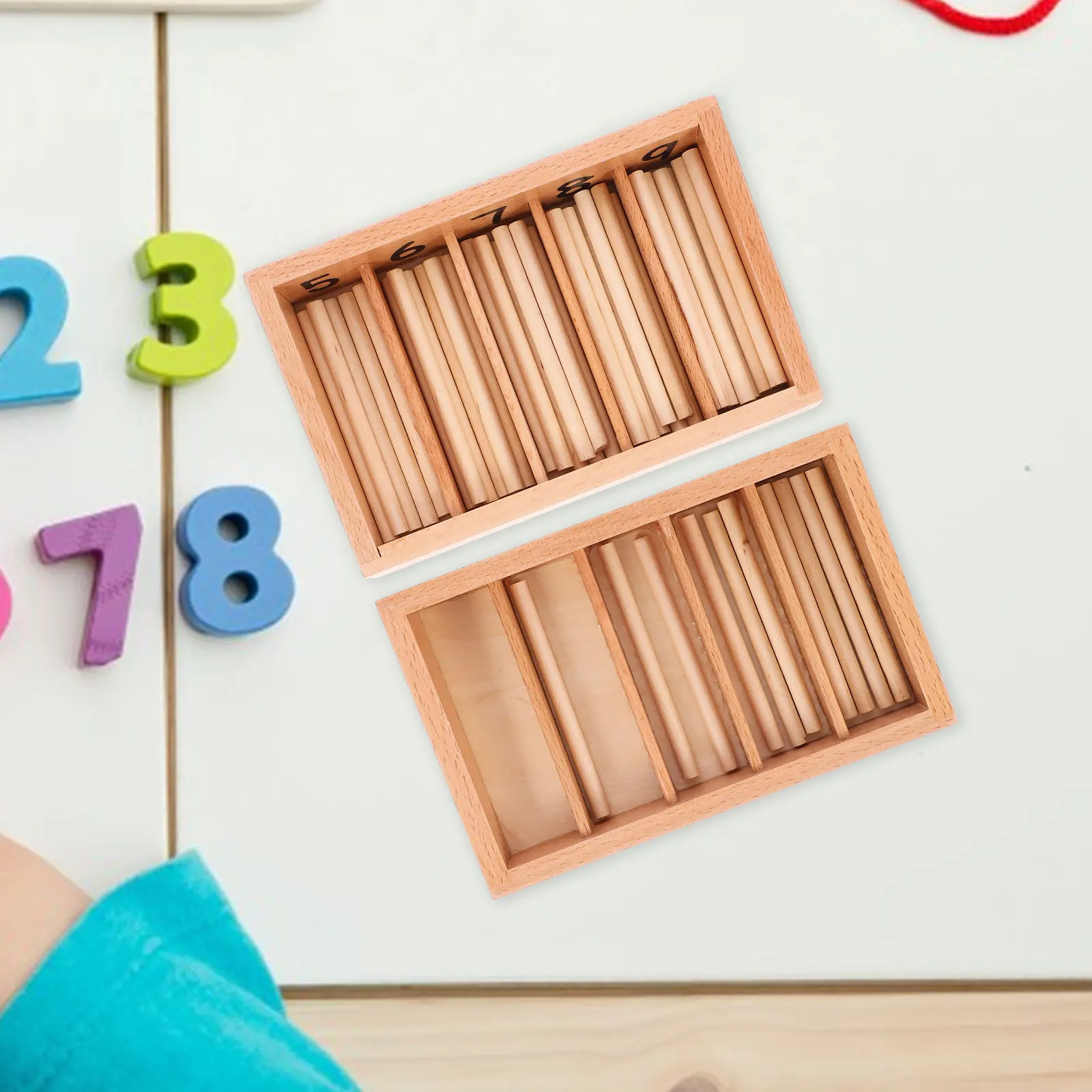 1Set Spindle Rod Box Educational Counting Activity for Hands-on Kids Children Croquet Mallet Random Color