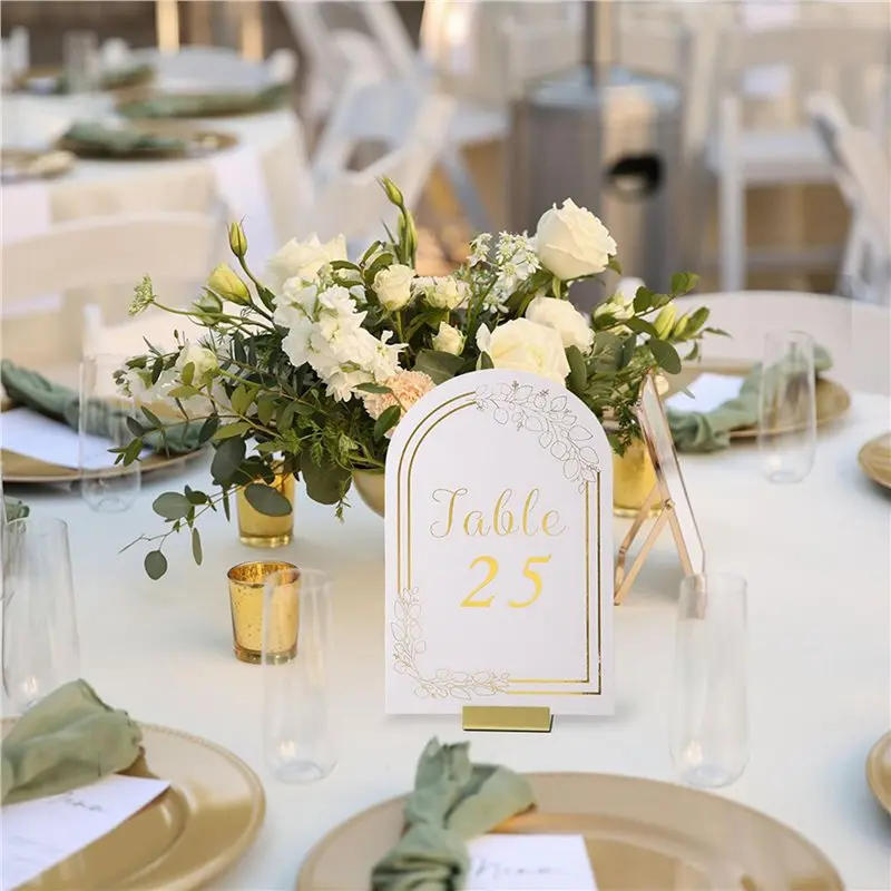 FLYY-Gold Tischnummernhalter, 60er-Pack Metall-Tischkartenständer und Bilderrahmen – ideal für Hochzeiten und Partys – Detail 3
