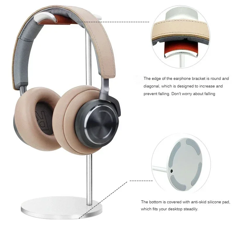 

Curved Aluminum Headphone Stand Rack Sturdy Metal Gaming Headset Earphone Holder Hanger with Solid Base for Table Desk Display