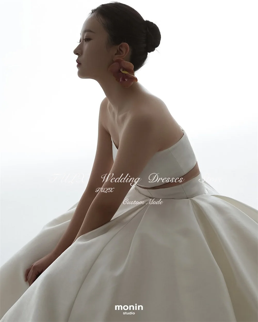 TULX Elegante corsetto in raso Corea Matrimonio Servizio fotografico Abito Una linea Sweetheart 2 pezzi Abiti da sposa Lunghezza pavimento Dende Personalizzato 2025