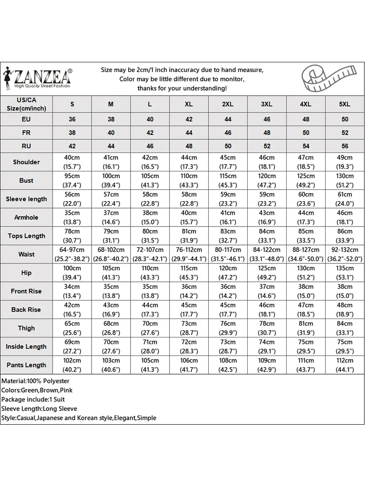 ZANZEA الخريف النساء الصلبة 2 قطعة مجموعات عادية الرباط الخصر القمم وتتسابق موضة مرونة الخصر بانت مجموعات عطلة الملمس دعوى