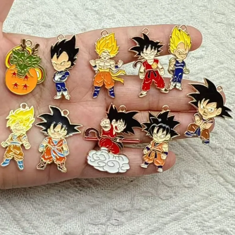 

10pcs Dragon Ball Son Goku Decorations Cute Alloy Pendant Anime Figures Children's DIY Creative Fashion Jewelry Accessories Gift