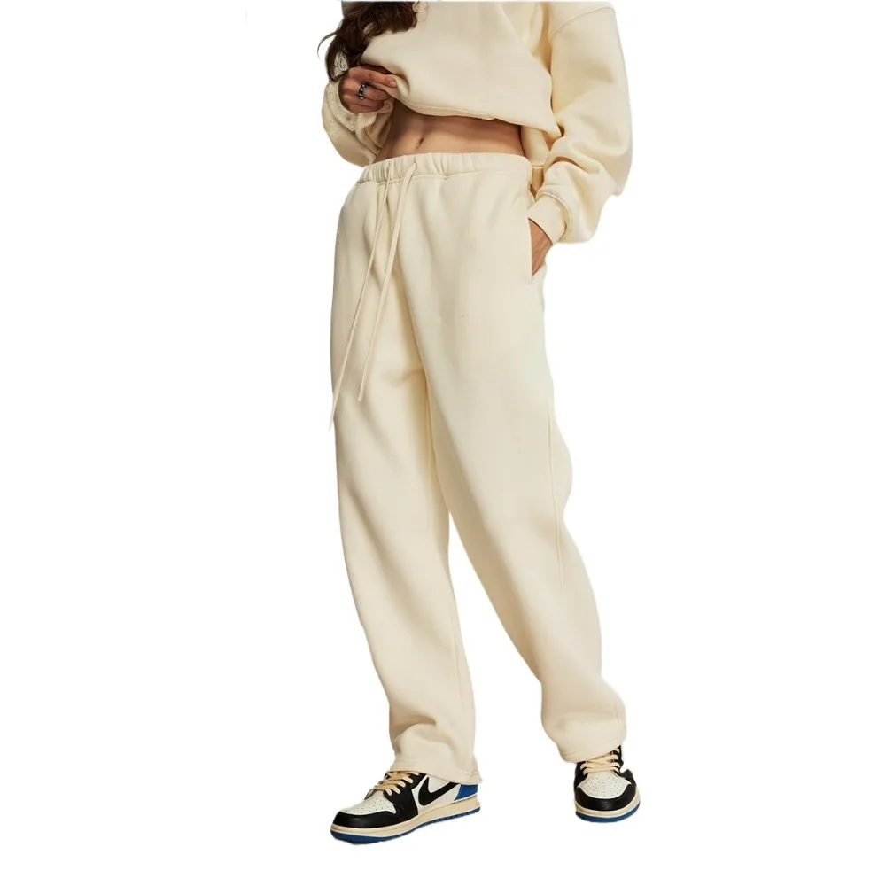 กางเกงวอร์มสีเทาอ่อนสำหรับผู้ชาย เอวยางยืดแบบมีเชือกผูก ทรงหลวม สไตล์ลำลอง สตรีทแวร์ กางเกงกีฬา