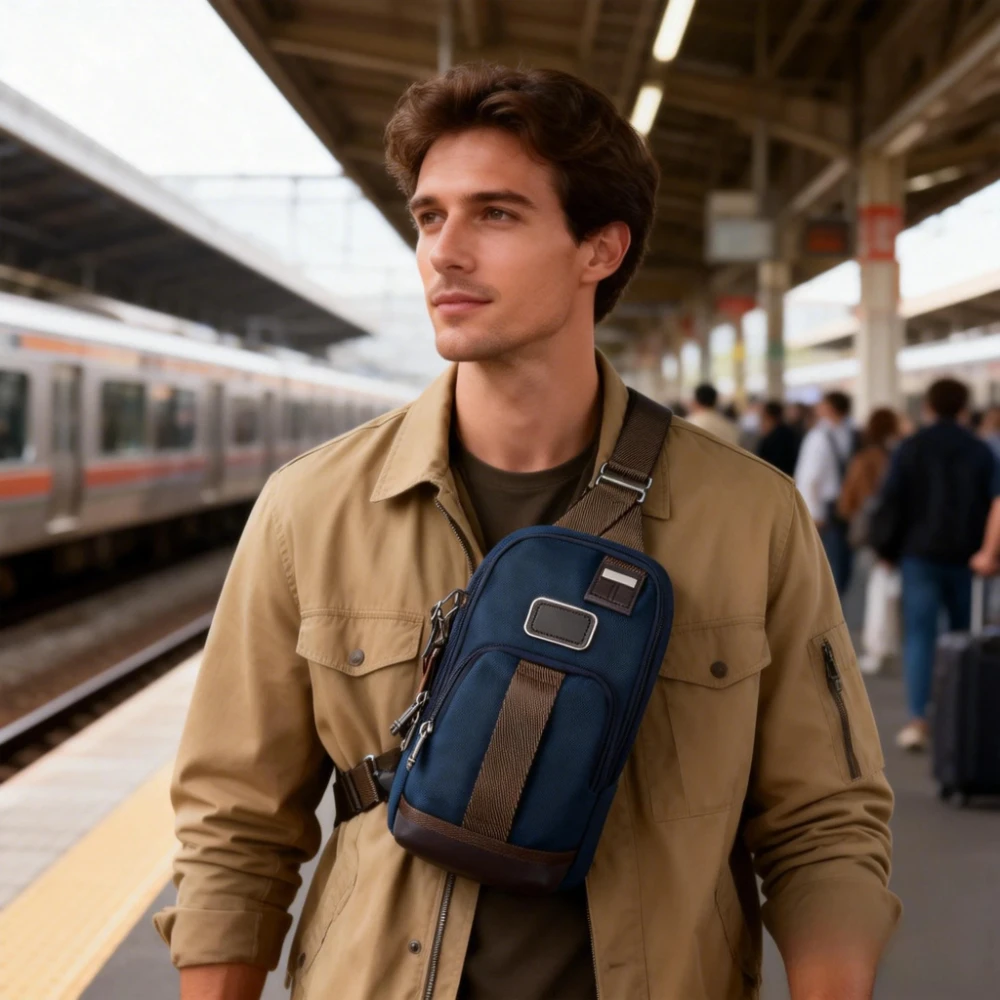 

Nylon casual commuter men's simple travel thin breast bag shoulder messenger bag 2223402