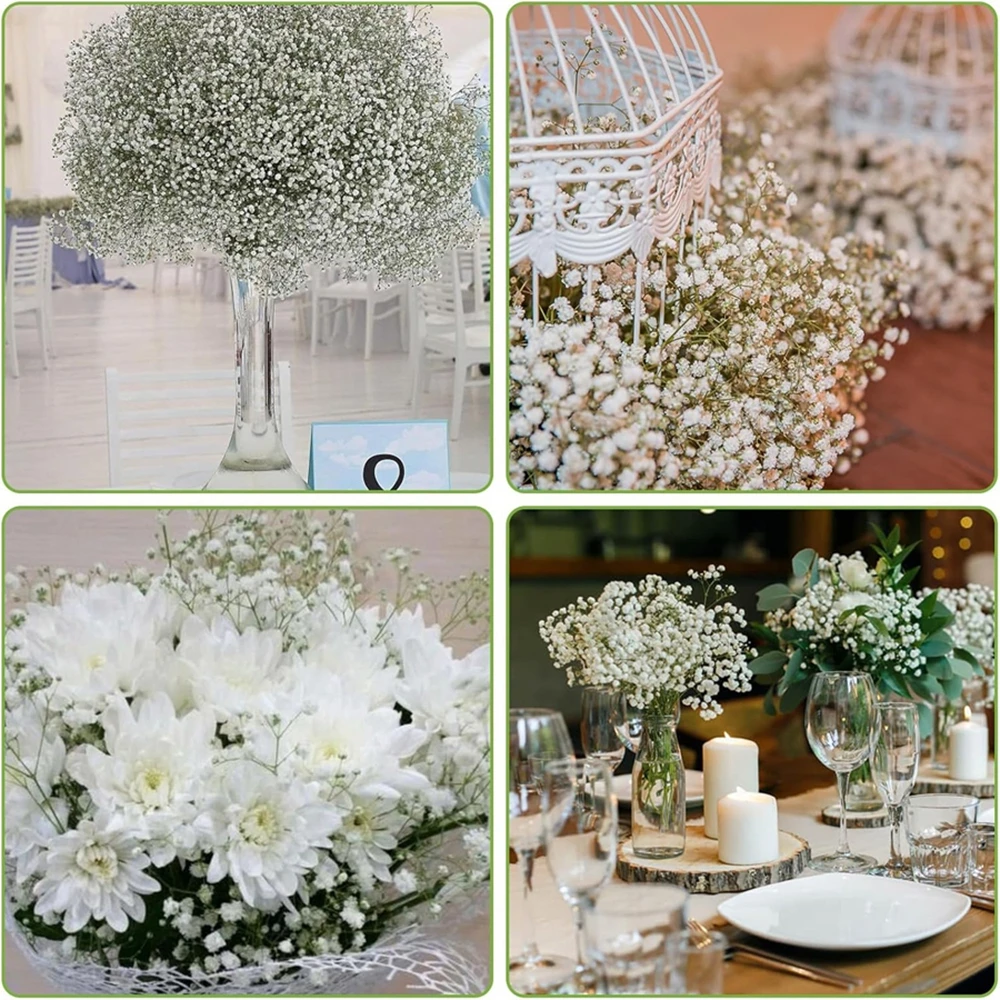 50PCS Artificial Plastic Babysbreath Flower Festival Fake Plant Wedding Room Home Decor Garden Gift Handheld Bouquet Arrangement