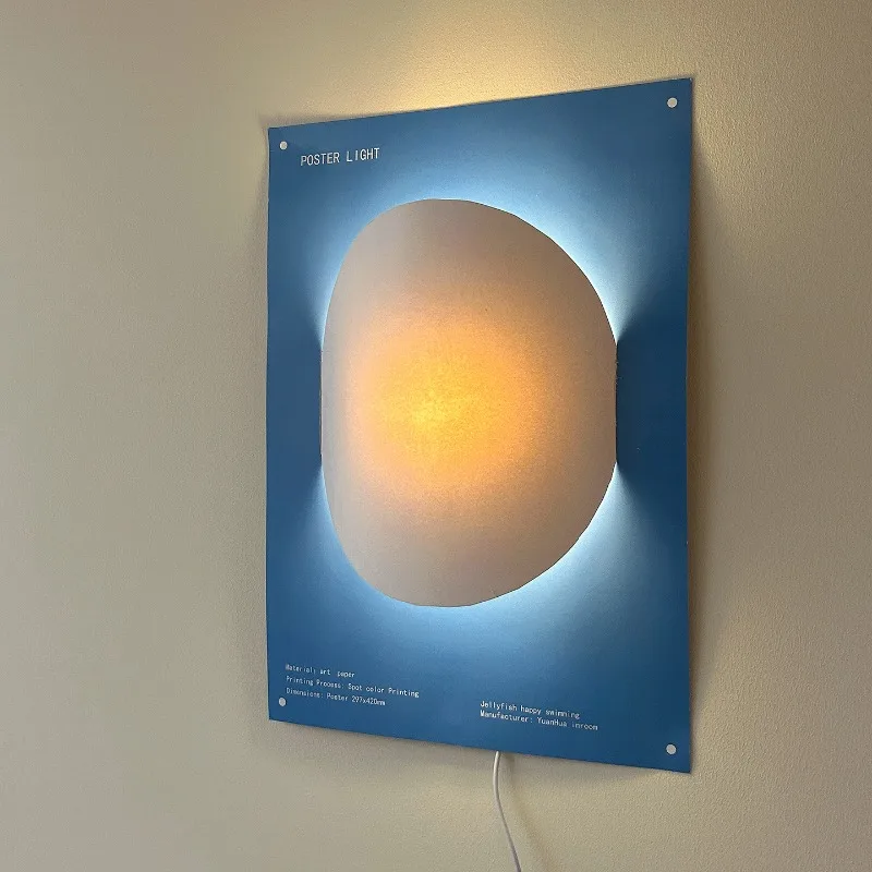 Simple Designer Paper Wall Lamp Illustration Poster Night Lights Bedroom Living Room Sofa Corner Atmosphere Interior LED Sconces