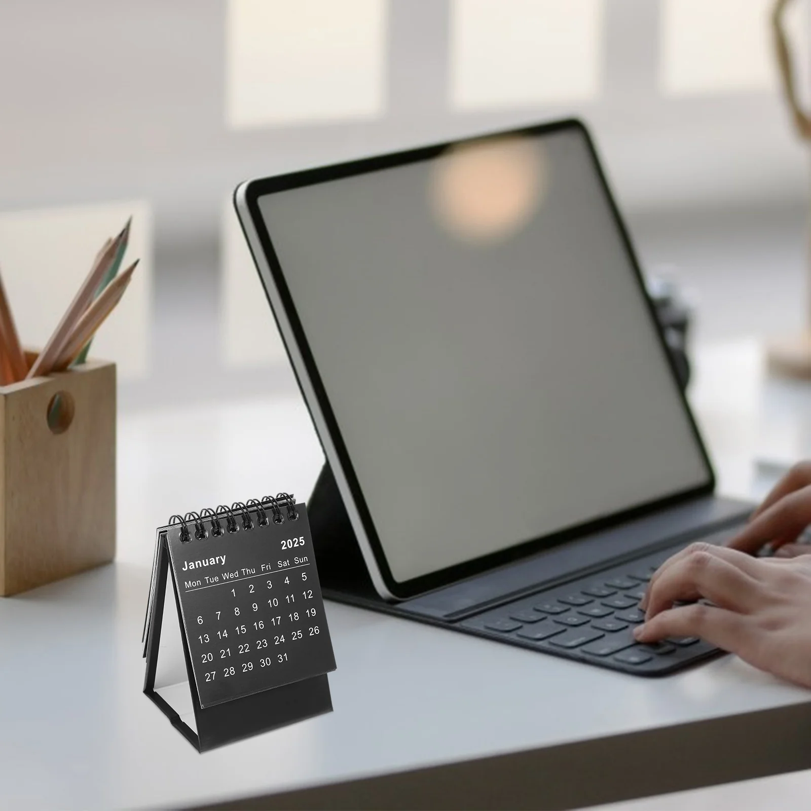 2024 Mini Desk Calendar Black 2025 Table Top Planner Monthly Weekly Tearable Pages Office Home Decor Novelty Gift