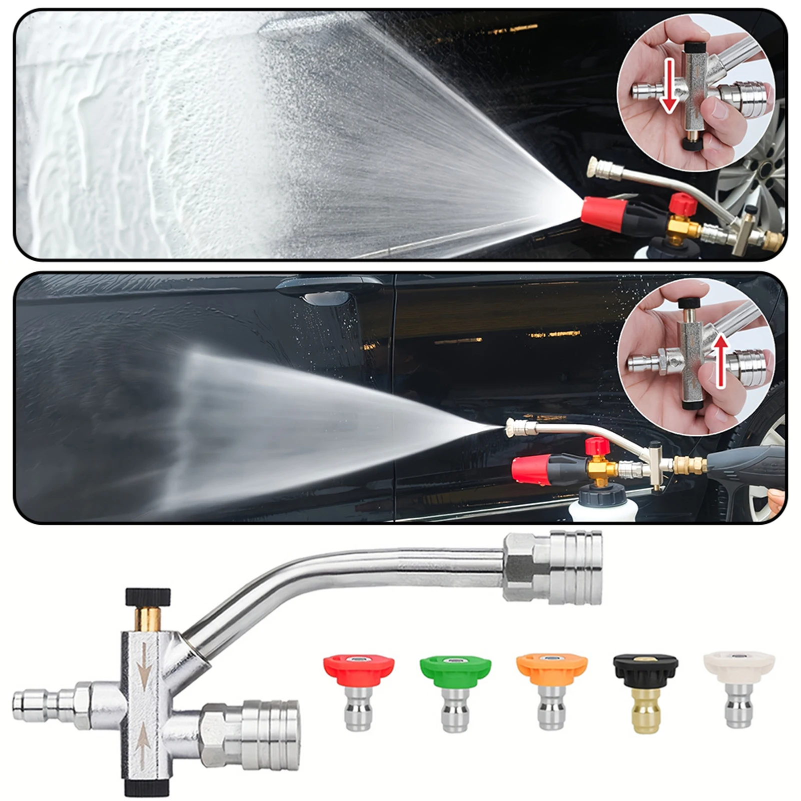 Pressure Washer Double Tip Attachment With 5pcs Pressure Washer Nozzles Multipurpose Washer Extension Rod Kit For Home Cleaning