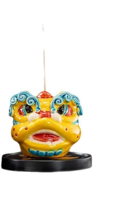 Creative national tide ceramic lion incense insert incense burner interior