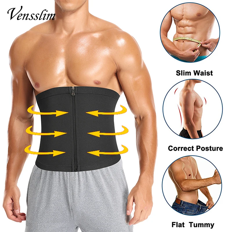 Men Body Shaper Waist Trainer Sauna Belt Workout Slimming Tummy Trimmer Shapewear for Weight Loss Fat Burning Sweat Bands