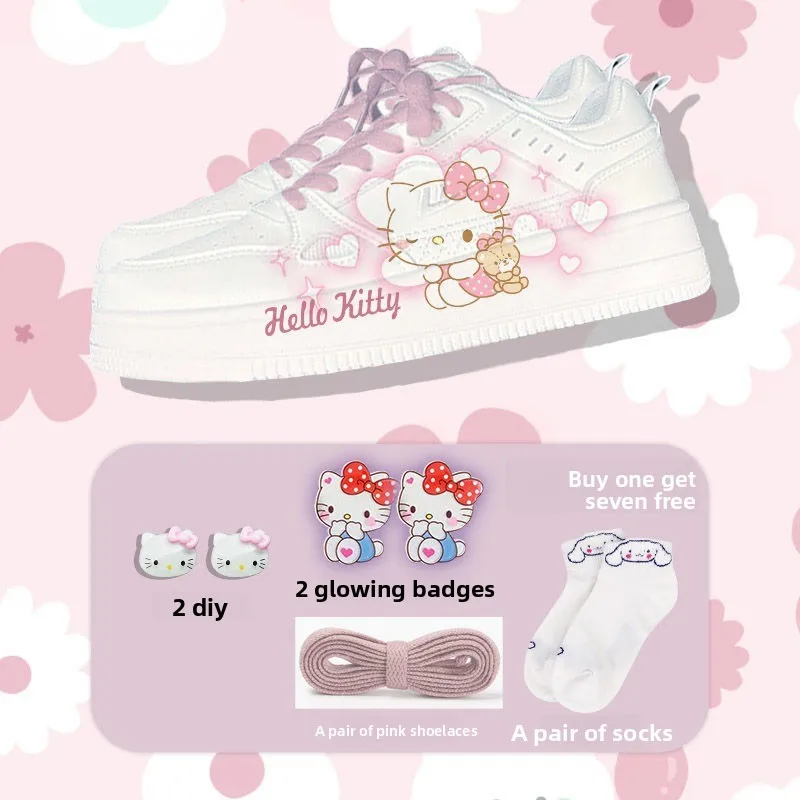 

Sanrio Hello Kitty, новая женская обувь с ручной росписью Melody на плоской подошве, студенческая летняя дышащая милая крутая удобная обувь