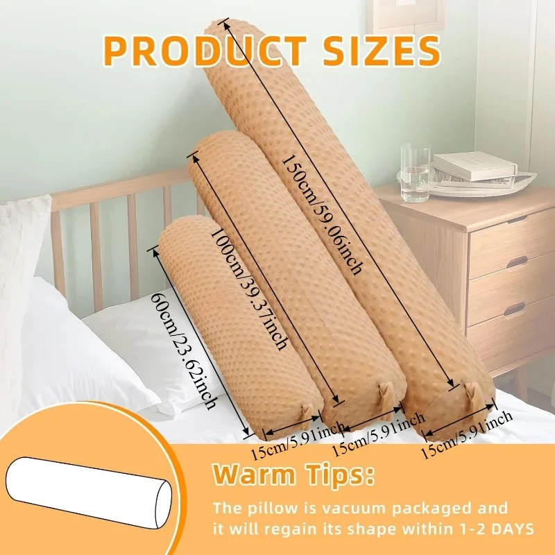 60/100/150cm Plush Fabric Cylindrical Pillow for Sleeping Side, Headrest Round Pillow for Bed Sofa, Removable and Washable, 1PC