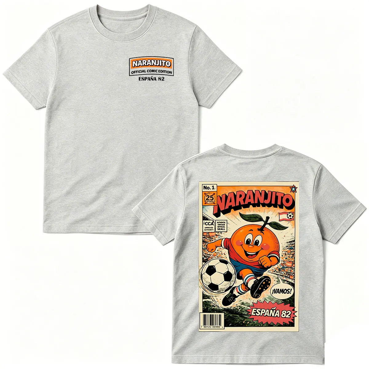 Camiseta de fútbol Naranjito España 82, mascota de España 1982, ropa para hombre y mujer, camiseta de manga corta Harajuku de gran tamaño de algodón a la moda
