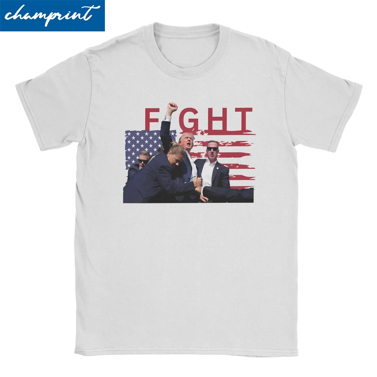 Trump Raise Fist In Defiance T-Shirts Men Women Fight Assassination Attempt Cotton Tee Shirt Round Neck T Shirt Plus Size Tops