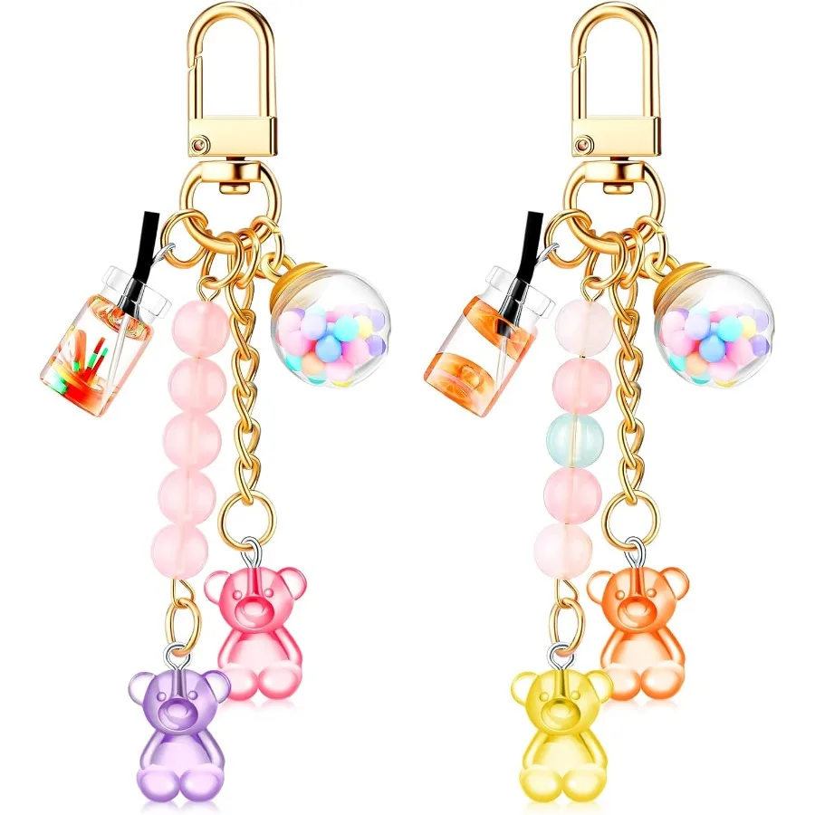 

Ecally Cute Resin Bear Keychain Macaron Bear Keychains Candy Pendant Jewelry Gift Bag Key Ring Accessories for Girls Women