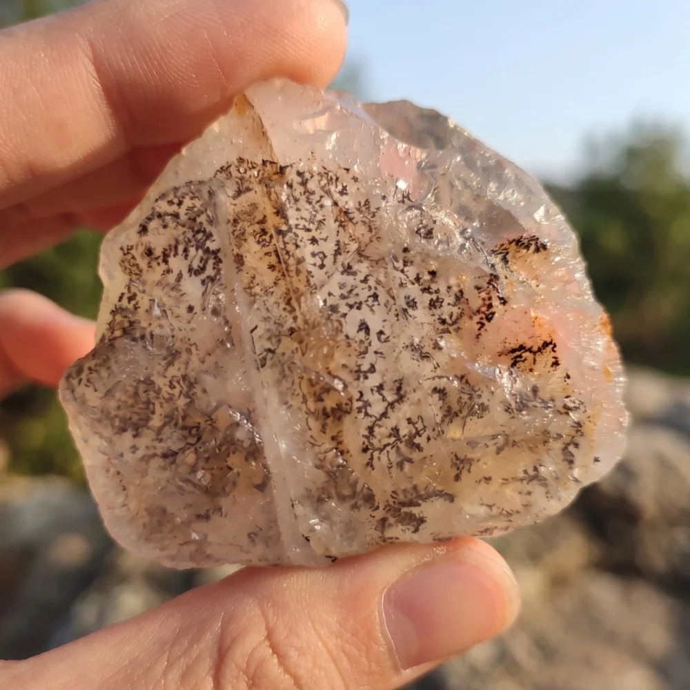 Natural Quartz Raw Stone with Tree-like Texuture, Crystal Mineral Specimen, Suit for DIY, Home Decor, Healing Crystal
