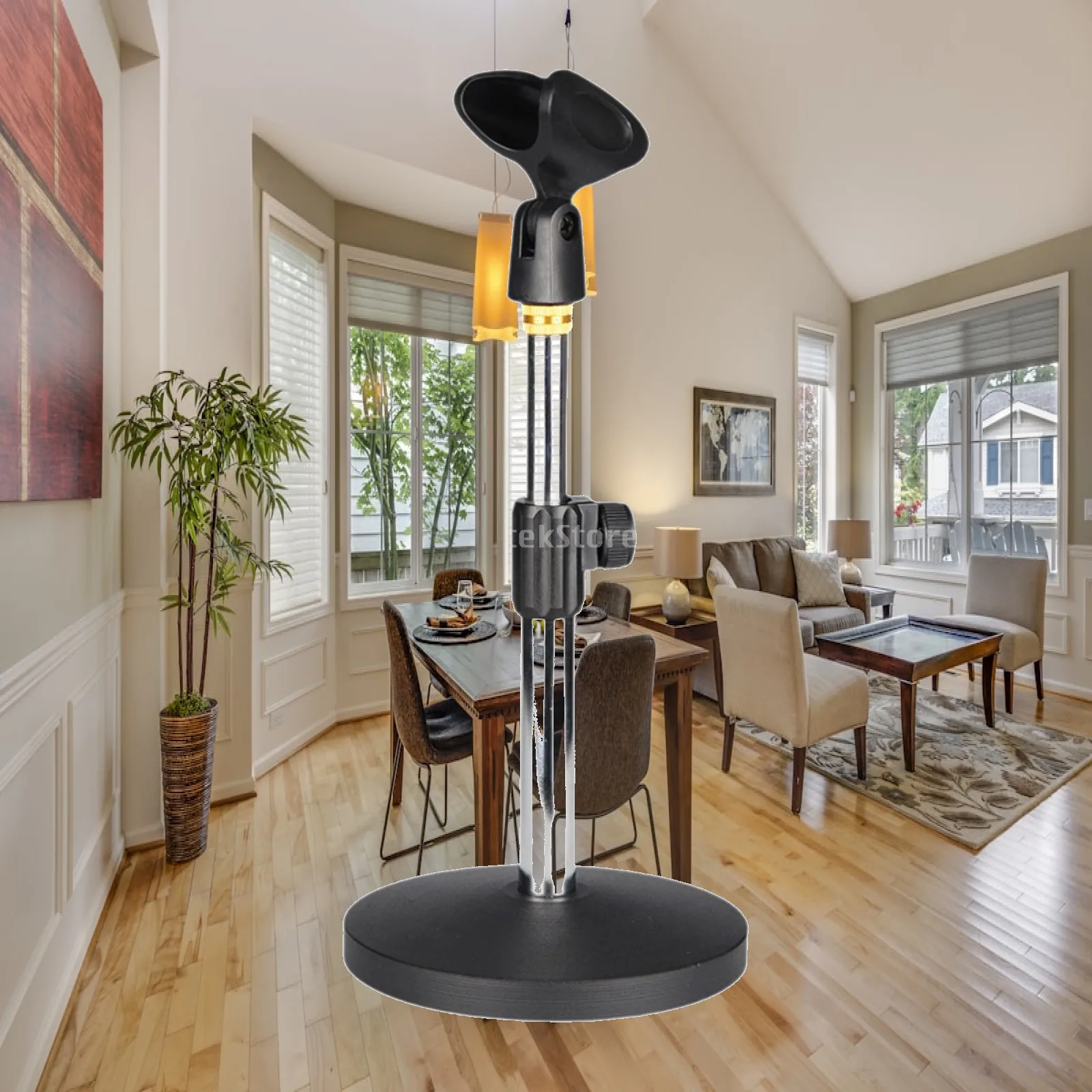 Microphone Stand Adjustable Height Sturdy Accessory Practical Convenient Professional Support Disc Base for Meetings Singing