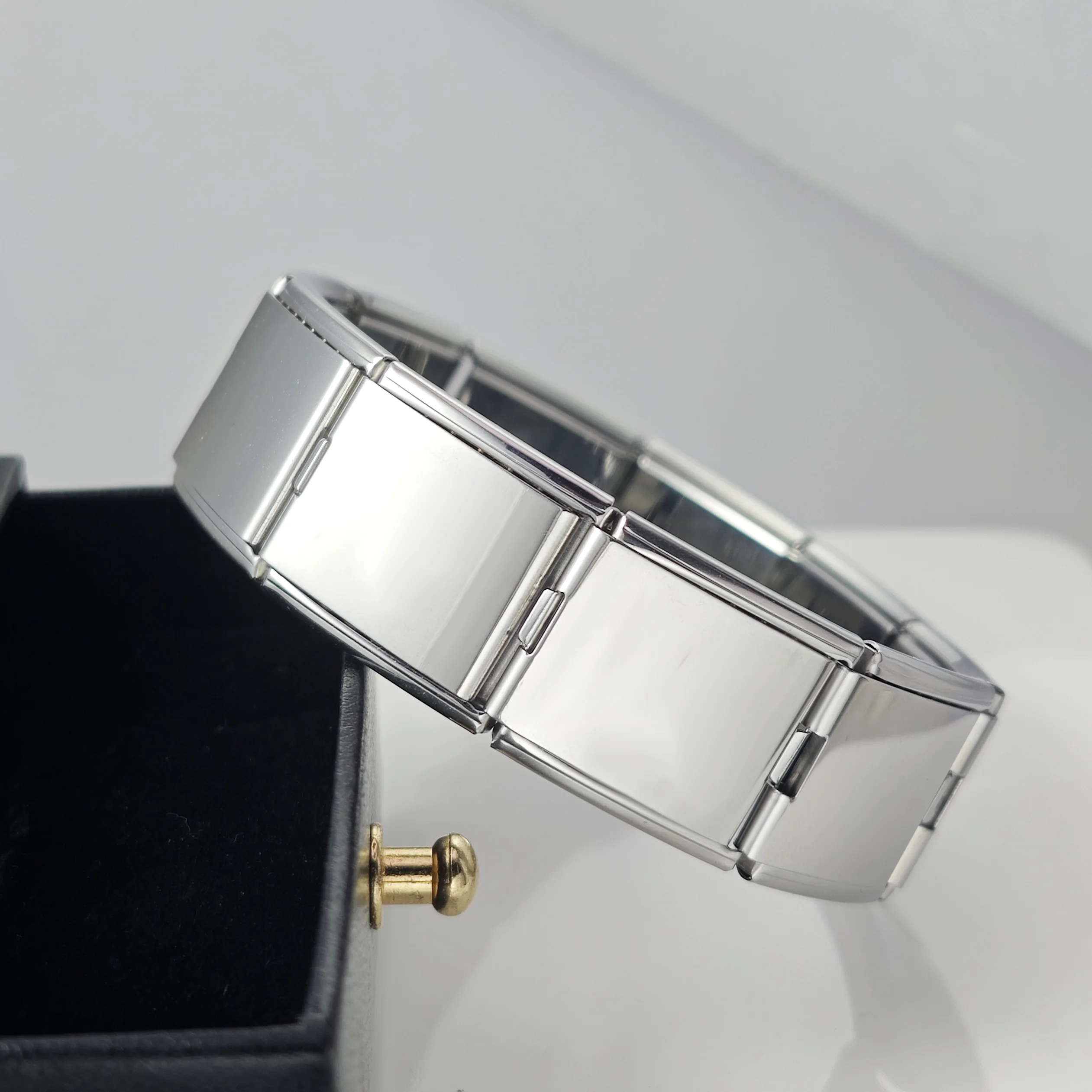 Fit 20mm/9mm Italienische Charm Armband Homme Edelstahl Elastische Link Kette Paar Armband Silber Farbe Mode schmuck – Detail 6