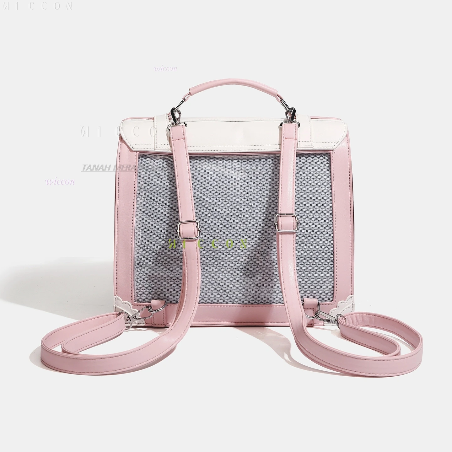 Jirai kei New Japanese Style Lolita Ita Bag with Heart  Bow Decor 4-Way Handheld Shoulder Crossbody Backpack for Women view 5