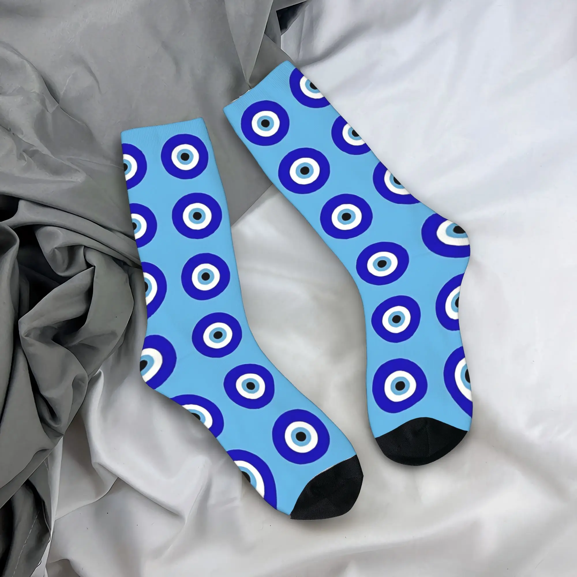 

Nazar Amulet Blue Eye Stockings Turkish Evil Eye Casual Socks Men's Breathable Socks Spring Cycling Design Non Slip Socks