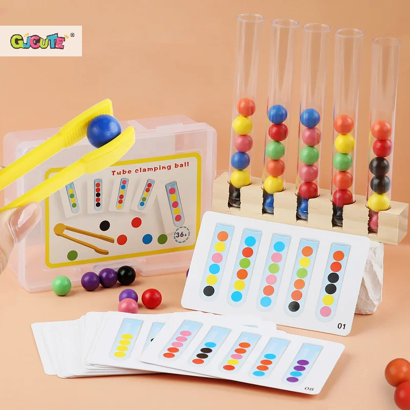 كليب الخرز الخشبي لعبة أنبوب اختبار ، لعبة فرز الألوان ، عد الخرز المهارات الحركية الدقيقة ألعاب مونتيسوري للأطفال ، هدية للأطفال #2