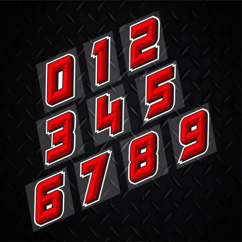 2Pcs/Set Motorcycle Number Stickers - Waterproof 0-9 Vinyl Decals for Helmet, Racing Suit & Bicycle Universal Decor