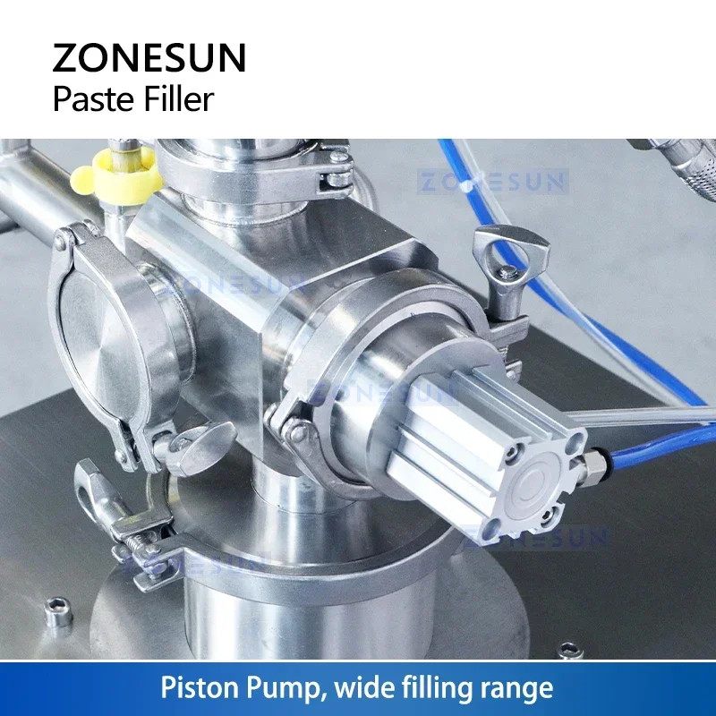 ZONESUN Piston Filler Thick Liquid Lotion Detergent Filling Machine with Mixing Heating Function Paste Filler Packing ZS-WCHJ1