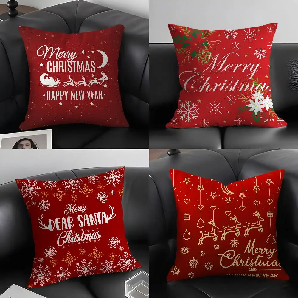 

Рождественская наволочка с Санта-Снежинкой и лосем, плюшевая ткань, мягкая наволочка, двухсторонняя наволочка с принтом, подарки для дома