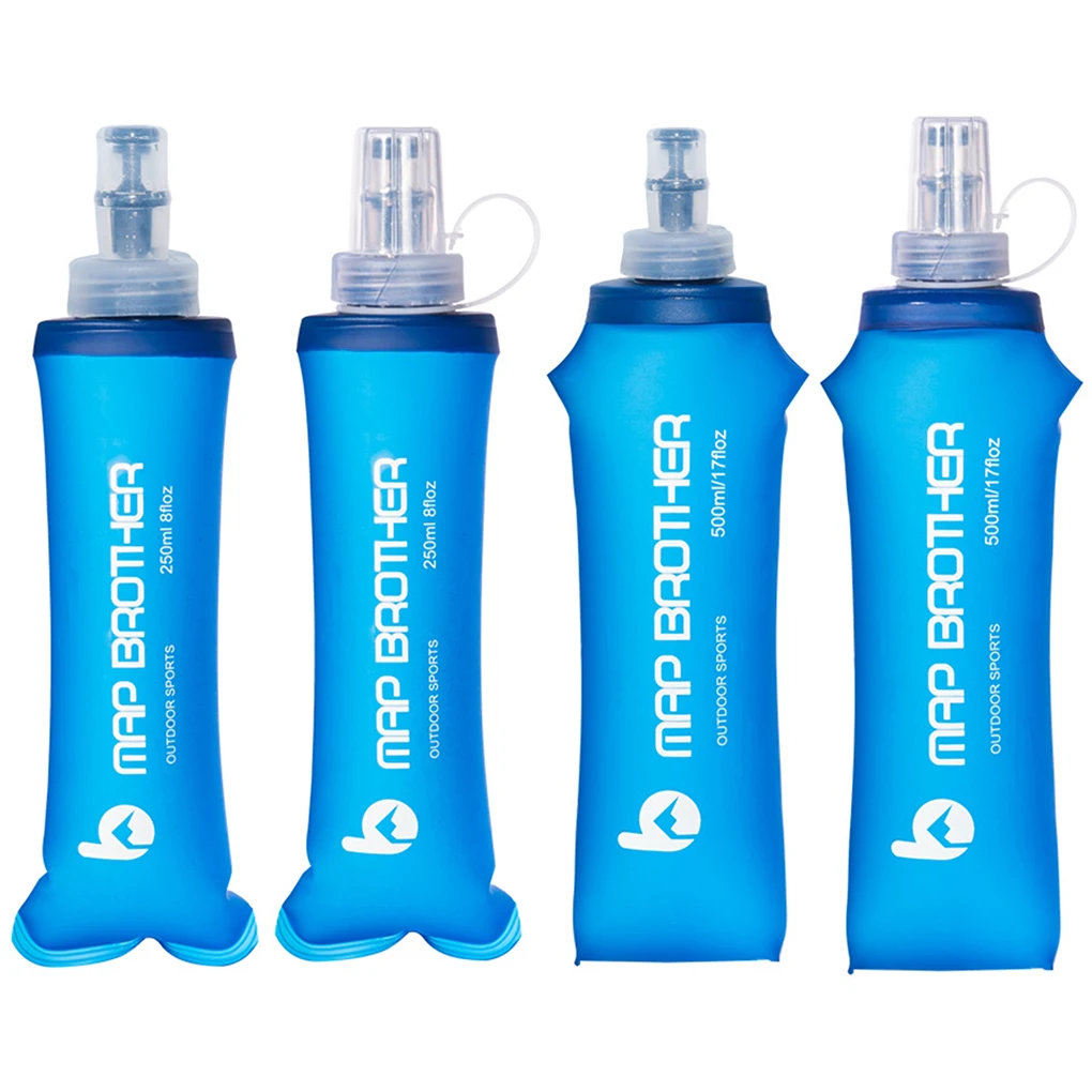 Taza de agua portátil para deportes al aire libre, botella de agua suave para acampar, correr, bicicleta, frasco suave plegable de TPU, bolsa de agua sin BPA, 250/500ML