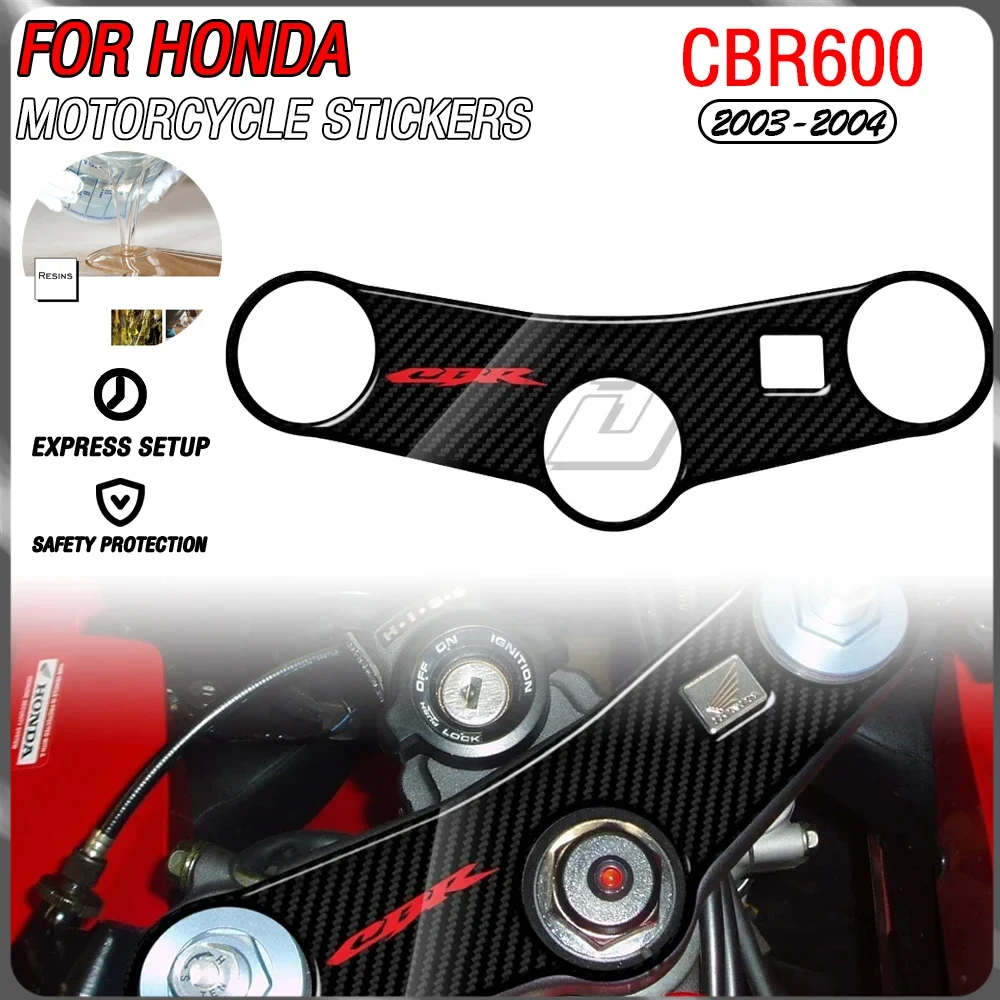 

For Honda 2003-2004 CBR600 Motorcycle 3D Carbon Fiber Appearance Three Yoke Defender Modification Accessories Sticker Kit