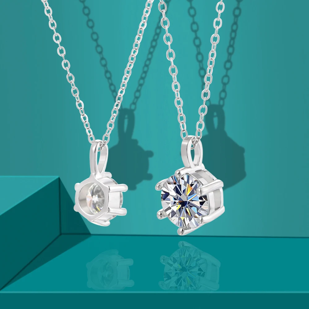 BLUEENCH 2,0 карата VVS1 D цвет муассанит ожерелье из стерлингового серебра 925 пробы цепочка с сертификатом ювелирные украшения для женщин
